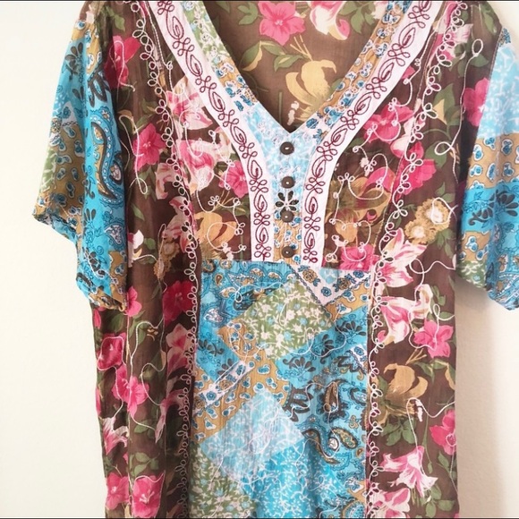 Boho Patchwork Blouse - Picture 3 of 6